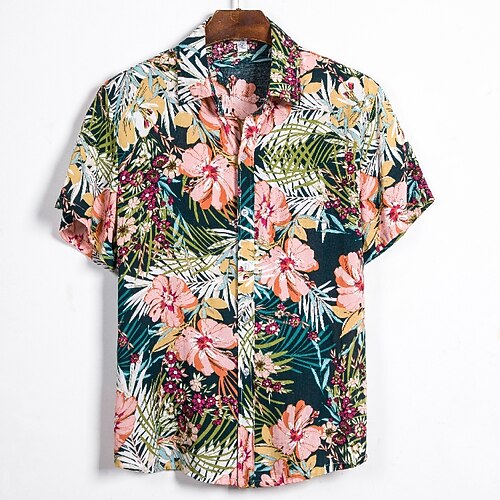 

Men's Shirt Graphic Shirt Geometric Classic Collar Pink Daily Short Sleeve Clothing Apparel Designer