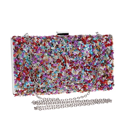 

Women's Evening Bag Wedding Bags Handbags Evening Bag Acrylic Polyester Chain Color Block Party Wedding Event / Party Rainbow / Fall & Winter