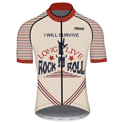 

21Grams Men's Cycling Jersey Short Sleeve Bike Jersey Top with 3 Rear Pockets Mountain Bike MTB Road Bike Cycling UV Resistant Cycling Breathable Quick Dry Black Red Stripes Novelty Polyester Spandex