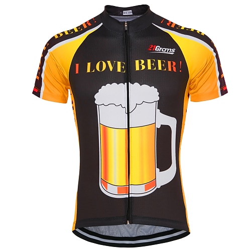 

21Grams Men's Cycling Jersey Short Sleeve Bike Top with 3 Rear Pockets Mountain Bike MTB Road Bike Cycling UV Resistant Breathable Quick Dry Moisture Wicking Black Yellow Oktoberfest Beer Sports