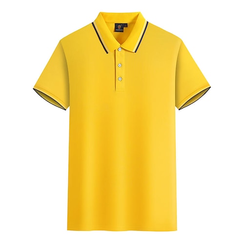 Homens Camiseta Polo Camisa de golfe Camisa de tênis Bloco de cor Colarinho Colarinho de Camisa Branco Preto Cinzento Amarelo Azul Manga Curta Tamanho Grande Diário Esportes Básico Delgado Blusas