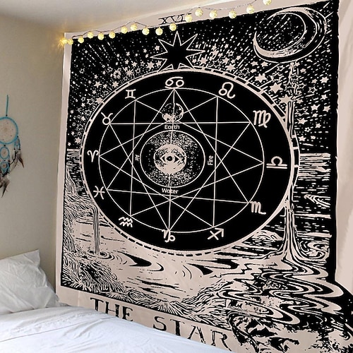 

Tarot Divination Wall Tapestry Art Decor Blanket Curtain Picnic Tablecloth Hanging Home Bedroom Living Room Dorm Decoration Mysterious Bohemian Moon Sun Star Astrolabe