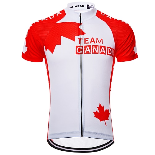 

21Grams Men's Cycling Jersey Short Sleeve Bike Jersey Top with 3 Rear Pockets Mountain Bike MTB Breathable Quick Dry Moisture Wicking Back Pocket Red White Canada National Flag Sports Clothing Apparel