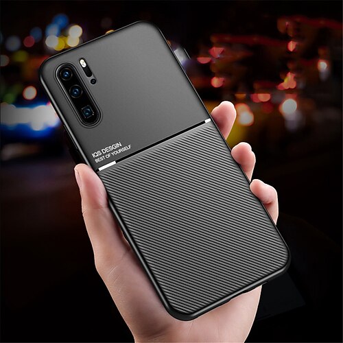 

Magnetic Car Phone Case for Huawei P40 P30 P20 Pro Lite Mate 40 Nova Magnet Plate Shockproof Hybrid Silicone Stripe Pattern Anti-Slip Shockproof Soft TPU Silicone Bumper Case Cover