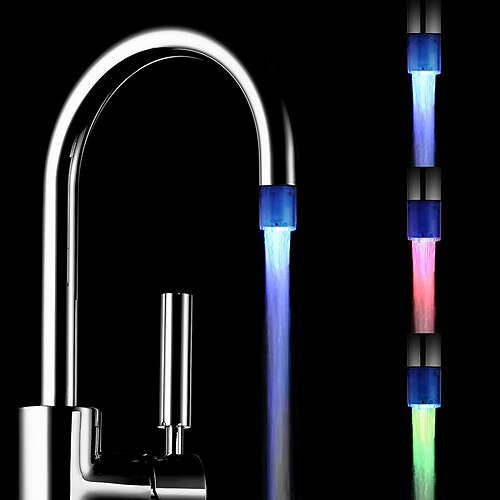 

Luminous Colorful LED Faucet Color Changing Glow LED Tap Light Water Stream Faucet Bathroom Kitchen Lamp No Need Battery