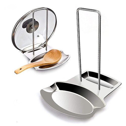 Stainless Steel Spoon Rest with Lid Holder