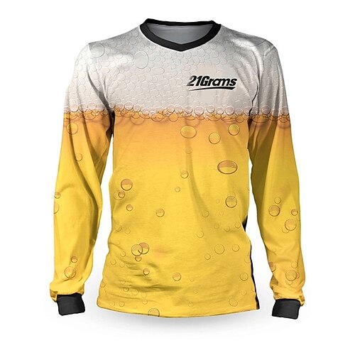 

21Grams Men's Cycling Jersey Downhill Jersey Dirt Bike Jersey Long Sleeve Mountain Bike MTB Road Bike Cycling Yellow Oktoberfest Beer Bike Jersey UV Resistant Breathable Quick Dry Back Pocket Sweat