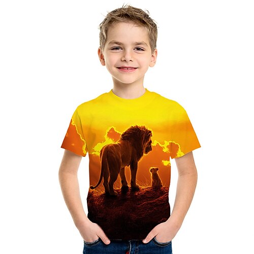 

Kids Boys T shirt Animal 3D Print Short Sleeve Active Summer Yellow