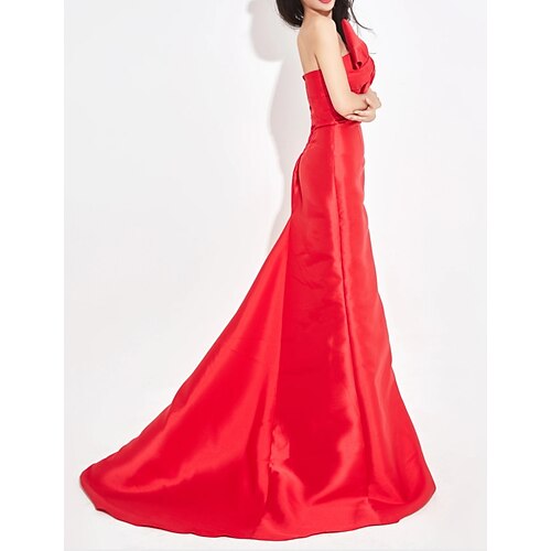 

Mermaid / Trumpet Evening Dresses Sexy Dress Engagement Sweep / Brush Train Sleeveless Strapless Satin with Bow(s) 2022 / Formal Evening