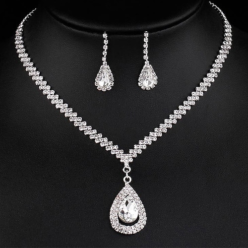 

1 set Jewelry Set Bridal Jewelry Sets For Women's Wedding Anniversary Party Evening Rhinestone Alloy Tennis Chain Drop / Gift