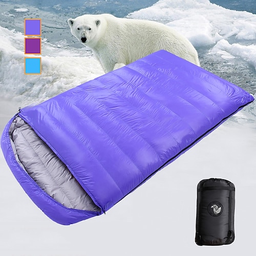 

Sleeping Bag Outdoor Camping Double Wide Bag Envelope / Rectangular Bag for Adults -10 ~ -25 °C Double Size Duck Down Windproof Warm Lightweight Breathable Wear Resistance 220120 cm Autumn / Fall