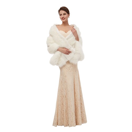 

Sleeveless Shawls Faux Fur Wedding Women's Wrap With Pure Color