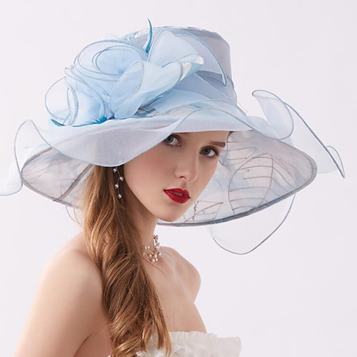 

Hats Headwear Tulle Organza Bucket Hat Straw Hat Sun Hat Wedding Outdoor Fashion With Bowknot Headpiece Headwear