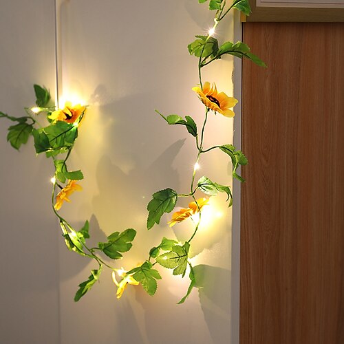 

2.5M 20Leds Sunflower Fairy Led String Holiday Light Artificial Plants Vine Garland Copper LED Flexible String Light For Wedding Party Hanging Decoration Lights