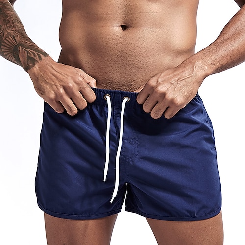 

Men's Swim Shorts Swim Trunks Board Shorts Elastic Waist Classic Sporty Solid Colored Quick Dry Short Bathing Basic Sporty Slim Black Blue Inelastic