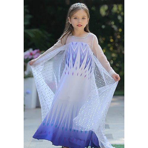 

Elsa Dress Girls' Movie Cosplay Cosplay Vacation Dress Halloween Blue (With Accessories) Blue Dress Halloween Carnival Masquerade Polyester Tulle Sequin