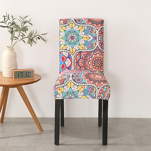 

Dinning Chair Cover Stretch Chair Seat Slipcover Soft Floral Flower Pattern Durable Washable Furniture Protector For Dinning Room Party