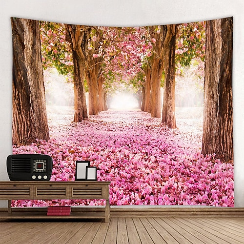 

Valentine's Day Wall Tapestry Art Decor Blanket Curtain Hanging Home Bedroom Living Room Decoration Sakura Flower Tree