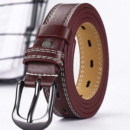 

Women's Belt Leather White Black Wine Waist Belt / Basic