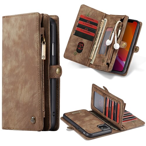 

Multifunctional Luxury Business Leather Magnetic Flip Case For iPhone 14 13 12 11 Pro Max Xs Xr X 8 7 With Wallet Card Slot Stand 2-in-1 Detachable Case Cove