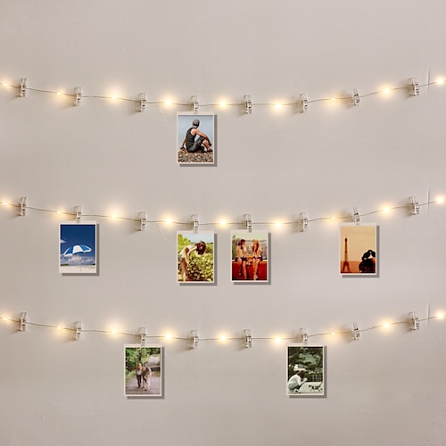

fotoklip lys 3m 20 led natlys til sovesal fest farverig led dekoration lys hal soveværelse atmosfære lys fest bryllup dekoration lys 20 klip sæt