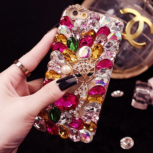 

Phone Case For Apple Back Cover iPhone 14 Pro Max 13 12 11 Pro Max Mini X XR XS 8 7 Plus Bling Rhinestone Shockproof Glitter Shine TPU