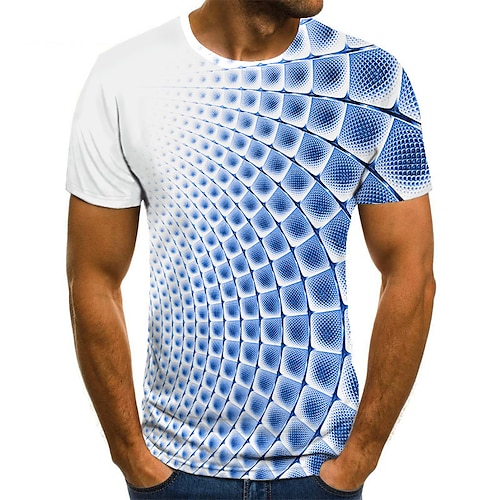

Herre T-shirt Skjorte Grafisk 3D Rund hals Grøn Blå Lilla Gul Lysegrøn Plusstørrelser I-byen-tøj Weekend Kortærmet Trykt mønster Tøj Gade overdrevet