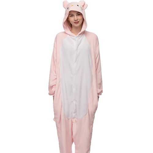 

Adults' Kigurumi Pajamas Bear Color Block Onesie Pajamas Flannelette Cosplay For Men and Women Carnival Animal Sleepwear Cartoon Festival / Holiday Costumes