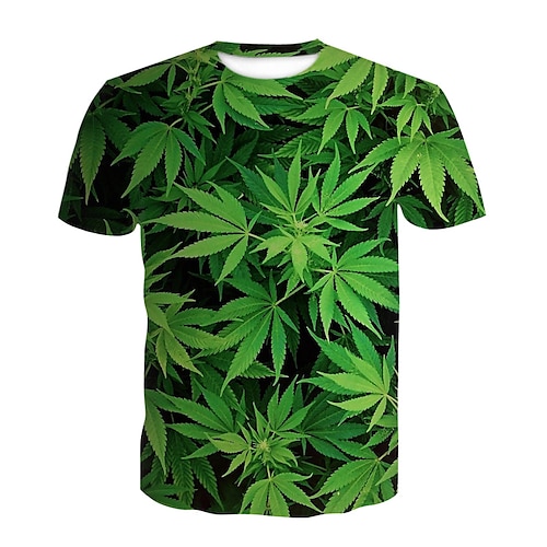 Homens Camiseta Camisa Social Floral Bloco de cor 3D Decote Redondo Verde Tamanho Grande Diário Esportes Manga Curta Imprimir Roupa Básico
