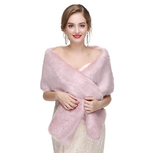 

Sleeveless Shawls Faux Fur Party / Evening Shawl & Wrap / Women's Wrap With Button