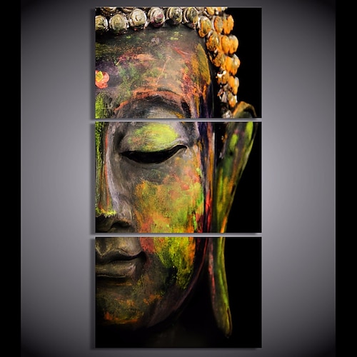 

3 Panels Wall Art Canvas Prints Posters Painting Artwork Picture Buddhism Buddha Home Decoration Décor Rolled Canvas With Stretched Frame