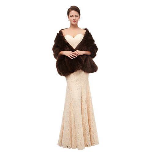 

Sleeveless Shawls Faux Fur Party / Evening Shawl & Wrap / Women's Wrap With Button