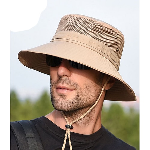 Hombre Sombrero de copa Sombrero para el sol Sombrero de pesca Sombrero boonie Gorro para senderismo Negro Azul Piscina Básico Exterior Verano Color sólido Protección solar UV Secado rápido Ligero