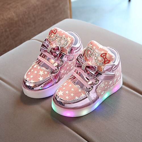 Flickor Sneakers LED Komfort Lysande skor PU Lilla barn (4-7år) Tillfällig Självlysande Rosa Guld Silver Höst Vinter