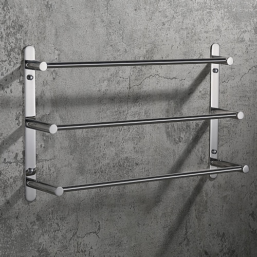 Wall Mounted Chrome Towel Holder Shelf Bathroom Storage Rack Rail