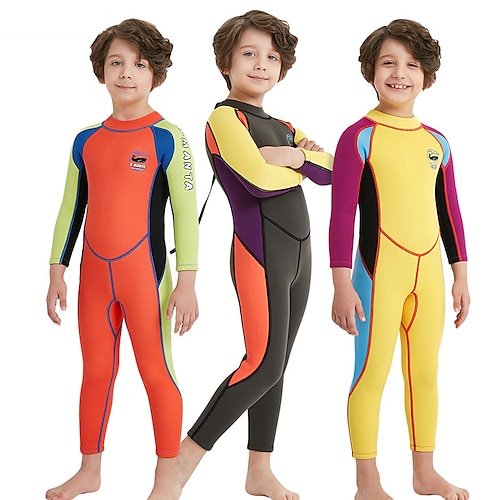 

Dive&Sail Boys Girls' Full Wetsuit 2.5mm SCR Neoprene Diving Suit Thermal Warm UPF50 Anatomic Design High Elasticity Long Sleeve Back Zip - Swimming Diving Surfing Scuba Patchwork Autumn / Fall