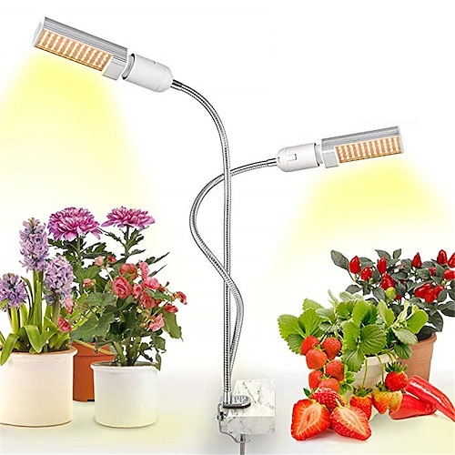 

Grow Light for Indoor Plants LED Plant Growing Light LED Plant Grow Light Sunlike Full Spectrum 45W E27 Dual Head Flexible Gooseneck for Greenhouse flower Phyto lamp