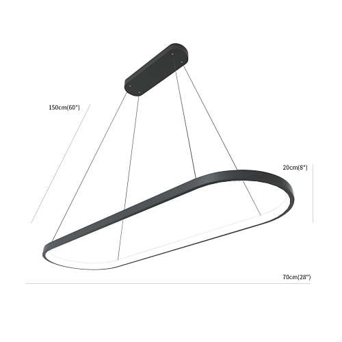 

1-lys 70c/90m led-pendellys 40w oval design rektangel aluminium svartlakkert moderne lampe for spisestue restaurant kaffebar 110-240v kun dimmes med fjernkontroll