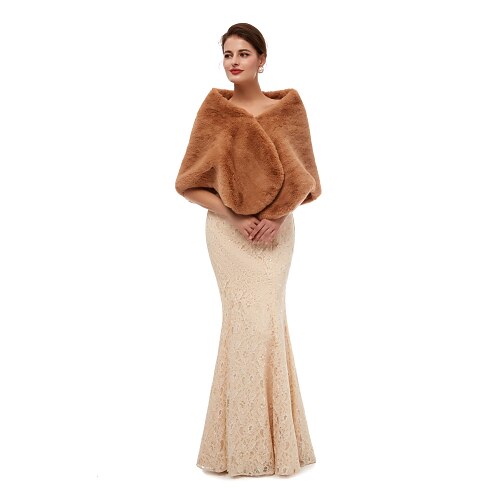 

Sleeveless Shawls Faux Fur Party / Evening Shawl & Wrap / Women's Wrap With Trim