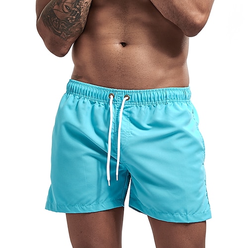 

Men's Swim Shorts Swim Trunks Board Shorts Elastic Waist Classic Sporty Solid Colored Quick Dry Short Bathing Basic Sporty Slim Black Blue Inelastic