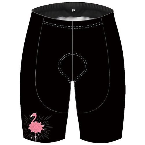 

21Grams Women's Bike Shorts Cycling Shorts Bike Shorts Pants Mountain Bike MTB Road Bike Cycling Sports Flamingo 3D Pad Breathable Ultraviolet Resistant Quick Dry Black Pink Clothing Apparel Bike Wear
