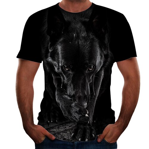 Men's T shirt Shirt Graphic Animal Plus Size Round Neck Going out Weekend Short Sleeve Tops Basic Gray