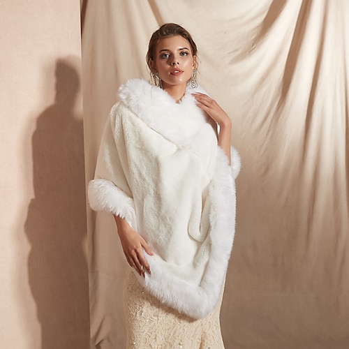 

Sleeveless Shawls / Capes Faux Fur Party / Evening Shawl & Wrap / Women's Wrap With Button