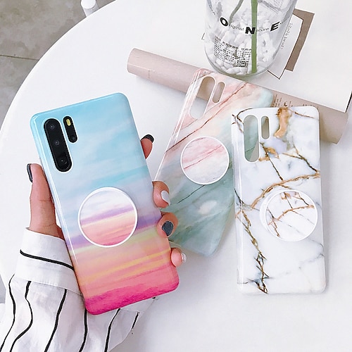 

Case For Huawei Huawei p40 / Huawei P40 Pro / Huawei P20 lite marble imd process TPU material glossy ring bracket beautiful mobile phone case