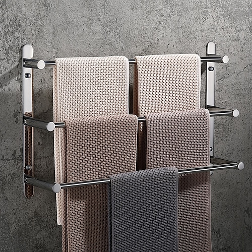 

Wall Mounted Towel Rail,Stainless Steel 3-TierTowel Bar Towel Rack Storage Shelf for Bathroom 30cm~70cm Towel Holder (Black/Chrome/Brushed Golden/Brushed Nickel)