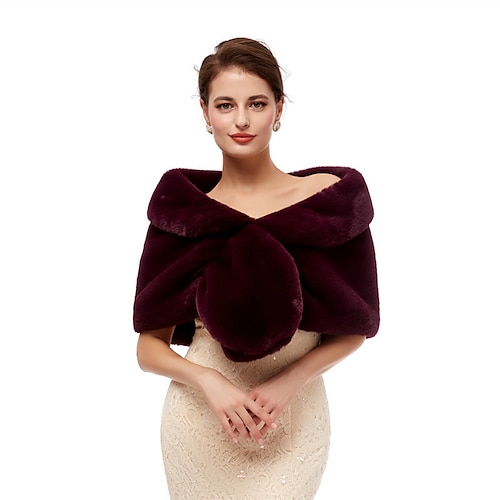 

Sleeveless Shawls Faux Fur Party / Evening Shawl & Wrap / Women's Wrap With Button