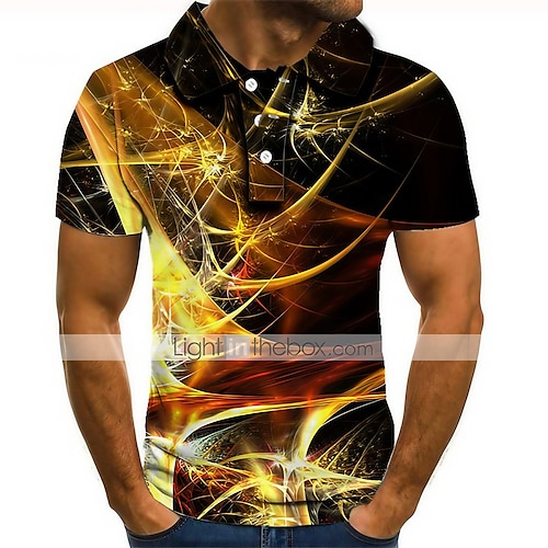 

Men's Collar Polo Shirt Golf Shirt Tennis Shirt Graphic Collar Shirt Collar Rainbow 3D Print Plus Size Daily Going out Short Sleeve Clothing Apparel Streetwear Exaggerated / Slim