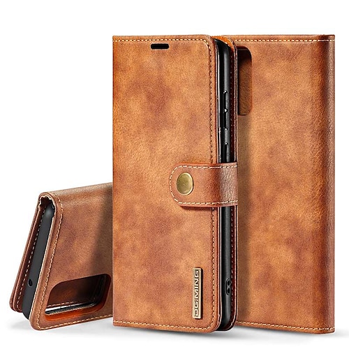 

DG.MING Leather Case For Samsung Galaxy S22 Ultra Plus S21 S20 Plus Ultra A72 A52 A42 A32 Wallet Card Holder Shockproof Full Body Cases Solid Colored Cowhide Case