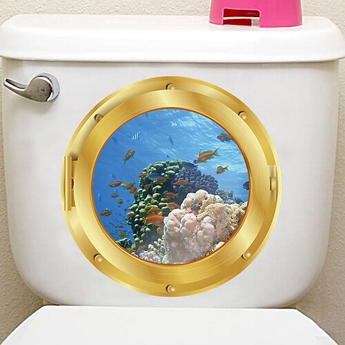 

Landscape Wall Stickers Toilet, Removable PVC Home Decoration Wall Decal 29X29cm