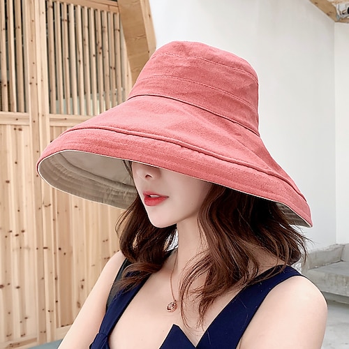 

Women's Sun Hat Fishing Hat Fisherman Hat Hiking Hat 1 pcs Summer Outdoor Portable Sunscreen UV Resistant UV Protection Hat Solid Color Cotton Black Pink Dark Navy for Camping / Hiking Hunting Fishing